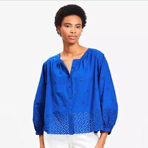 Loft Eyelet Blouson Sleeve Blouse Size S